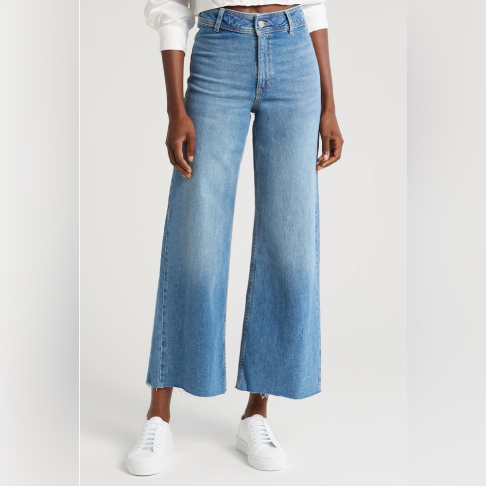 Mango Women Wide Leg Culotte Cropped Jeans 4